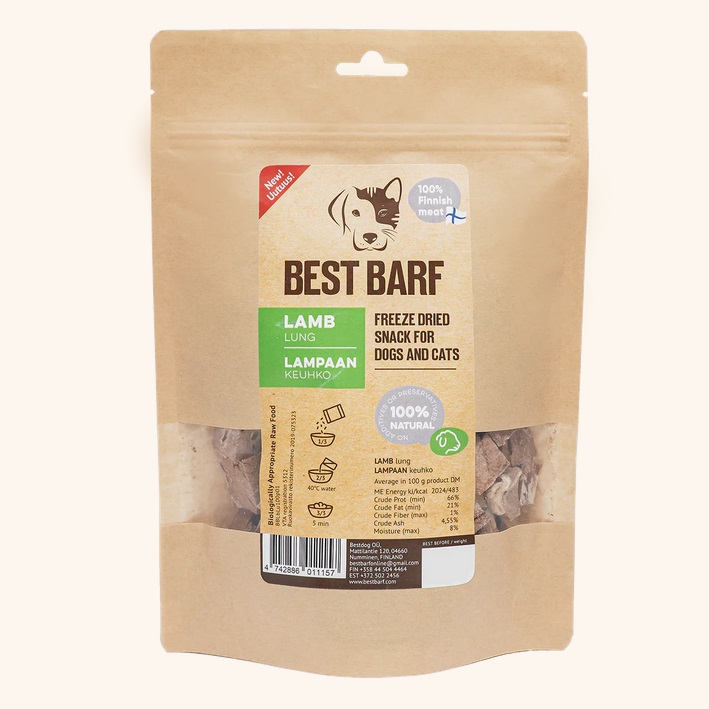 Lampaan keuhko pakastekuivattu 100g Best Barf - Koiran herkut ja makupalat - 043774 - 1