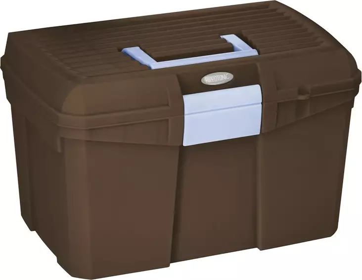 Harjalaatikko 40x27,5x24,5cm ruskea/vaaleansininen Hippotonic - Hevosen hoitovälineiden säilytys - 048194 - 1