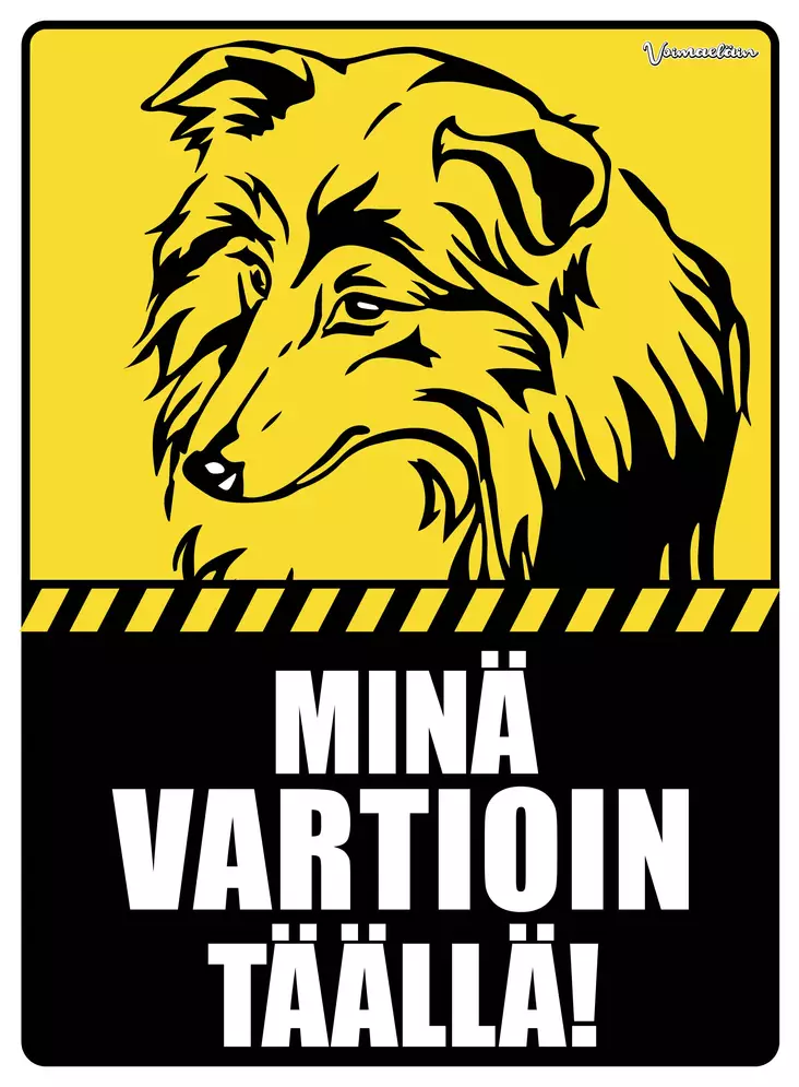 Kyltti Minä vartioin täällä! Pk collie - Varoitus- ja huomiokyltit - 053404 - 1