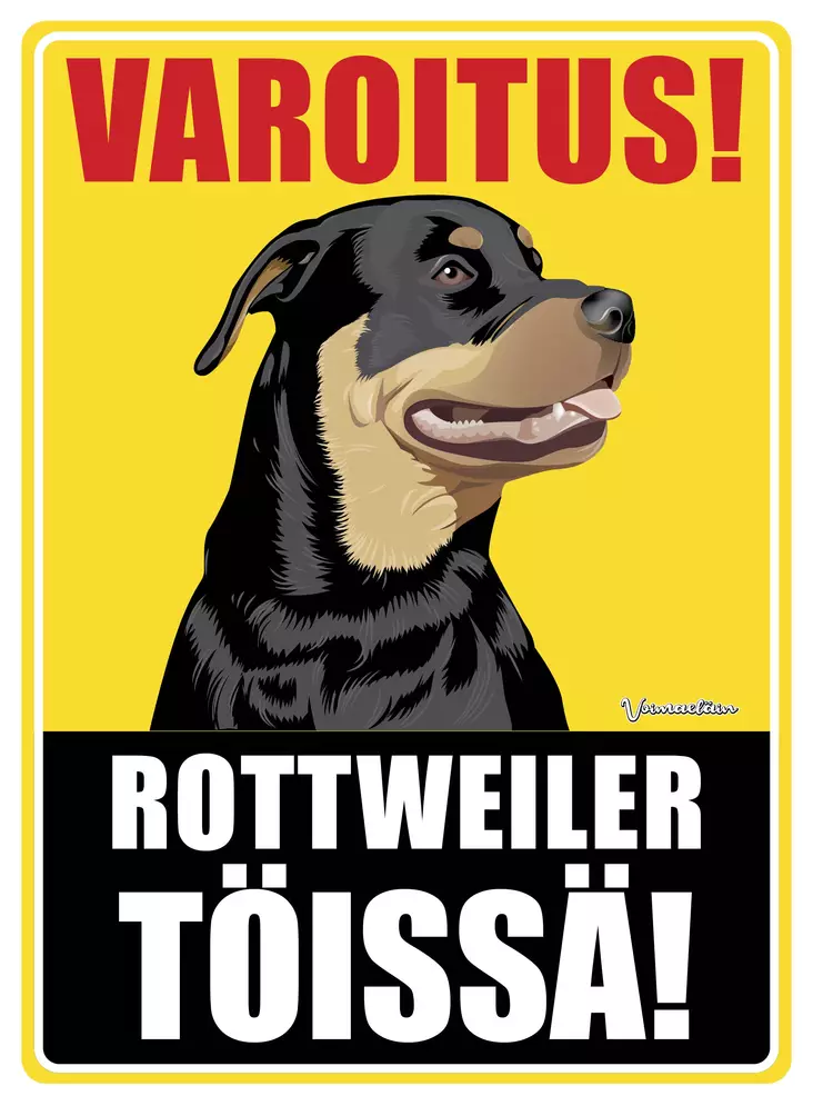 Kyltti Varoitus! Rottweiler töissä! - Varoitus- ja huomiokyltit - 053414 - 1