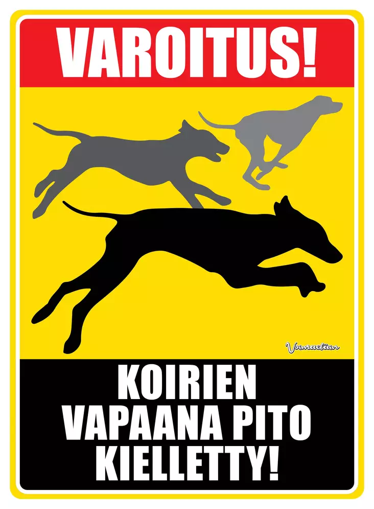 Kyltti Varoitus! Koirien vapaanapito kielletty! - Varoitus- ja huomiokyltit - 053444 - 1