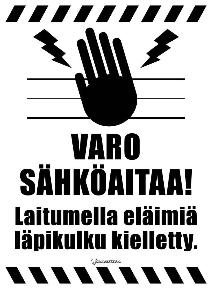 Kyltti Varo sähköaitaa! Laitumella eläimiä läpikulku kielletty. - Varoitus- ja huomiokyltit - 053584 - 1