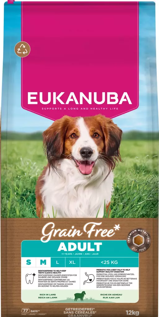 Adult Small / Medium Grain Free Lamb 12kg Eukanuba - Koiran kuivaruoat aikuisille koirille - 057514 - 1