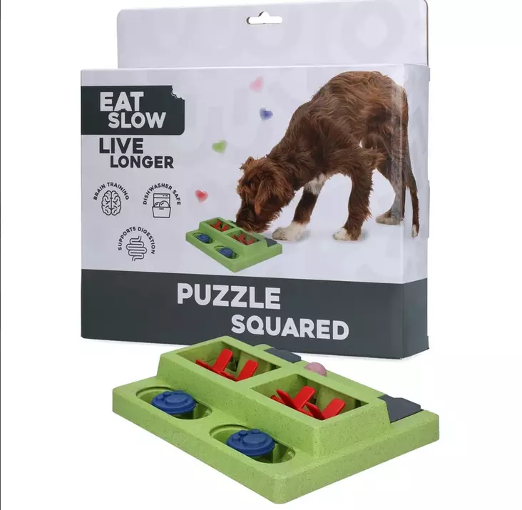 Aktivointipeli Puzzle Squared 25x26x6,9cm vihreä Eat Slow Live Longer - Koiran aktivointilelut - 047574 - 1