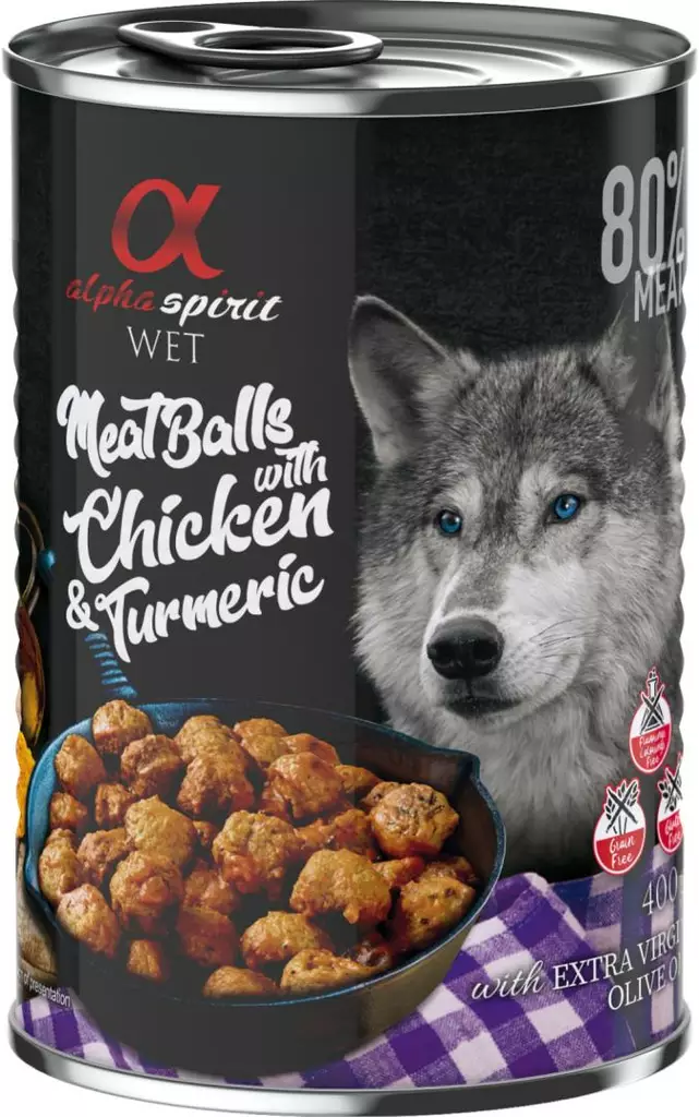 Dog Meatballs with chicken & turmeric 400g alphaspirit - Koiran säilykkeet aikuisille koirille - 054444 - 1