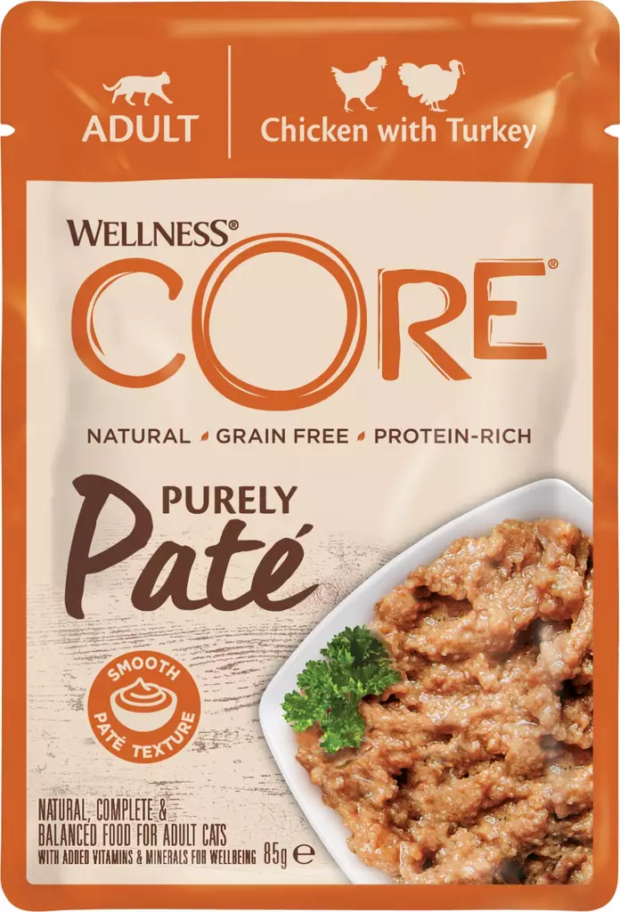 Kana & Kalkkuna 85g Purely Pate CORE - Aikuisten kissojen säilykkeet - 055014 - 1