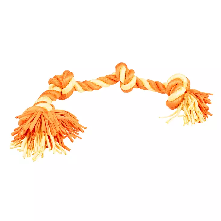 Köysilelu 4 solmua 74cm oranssi-keltainen Duvo+ - Koiran köysilelut - 048624 - 1