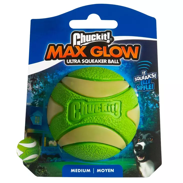 Kumipallo Max Glow Ultra Squeaker M 6cm Chuckit - Koiran pallot ja heittolelut - 054414 - 1