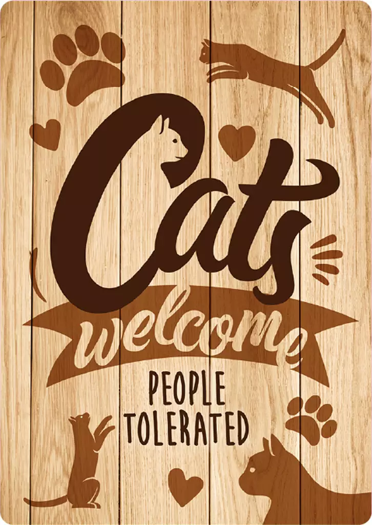 Metallikyltti "Cats welcome - people tolerated" 21x14,8cm Flamingo - Varoitus- ja huomiokyltit - 059334 - 1
