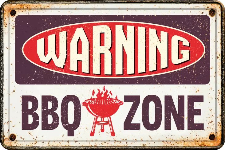 Metallikyltti "Warning BBQ Zone" 30x20cm Flamingo - Varoitus- ja huomiokyltit - 059314 - 1