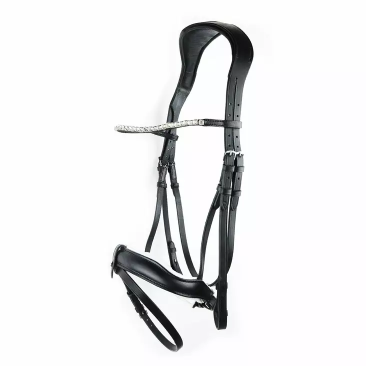 Nahkasuitset Showtime kumiohjilla mustat Equitare - Ratsuhevosen suitset ja turpahihnat - 048064 - 1