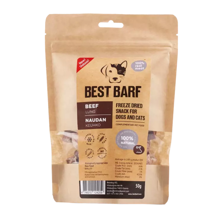 Naudan keuhko 100g Best Barf - Koiran herkut ja makupalat - 045934 - 1