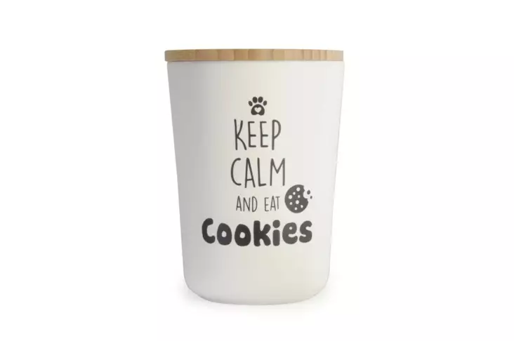 Melamiinipurkki bambukannella 10x14,5cm valkoinen Camon - Koiranruoan säilytys ja annostelu - 053234 - 1