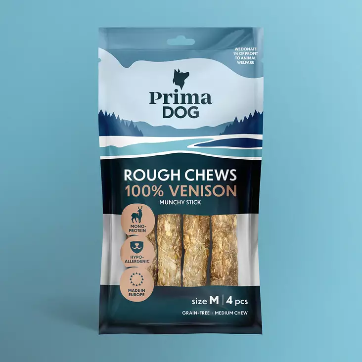 Rouhepatukka riista / peura M 4kpl 12cm 80g Rough Chews PrimaDog - Koirien puruluut - 056334 - 1