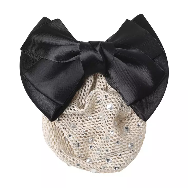 Satiinirusetti hiusverkolla Clarissa musta-platinanvaalea SD Design - Ratsastajan asusteet - 051904 - 1