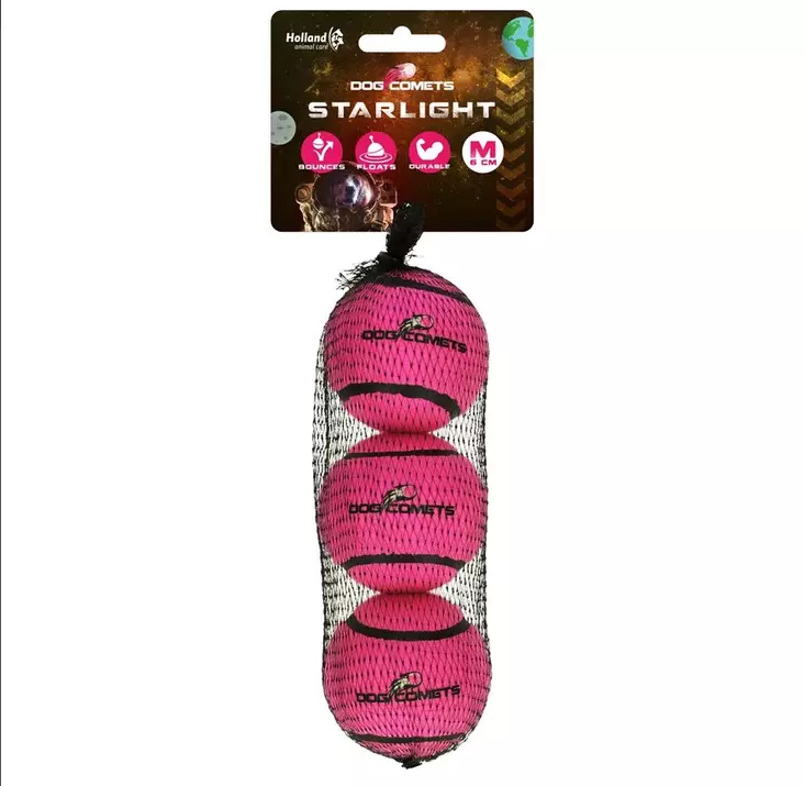 Tennispallo Starlight 3kpl M 6cm Dog Comets - Koiran pallot ja heittolelut - 047674 - 1