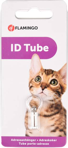 Osoitekapseli nikkelöityä metallia 2cm Flamingo - Koiran osoitelaatat ja -kapselit - 038305 - 2