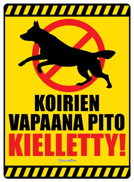 Kyltti Varoitus! Koirien vapaanapito kielletty! - Varoitus- ja huomiokyltit - 053445 - 1