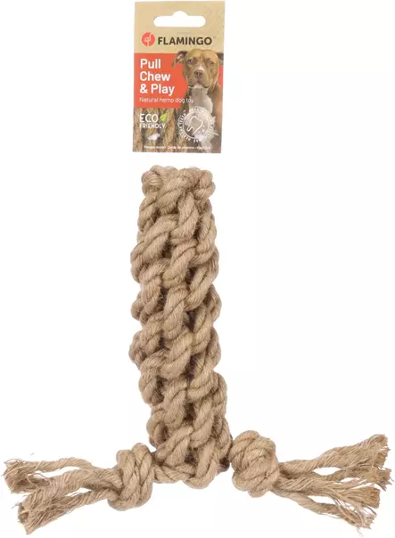 Köysilelu 100% hamppua 2xsolmu 28cm Flamingo - Koiran köysilelut - 048225 - 2