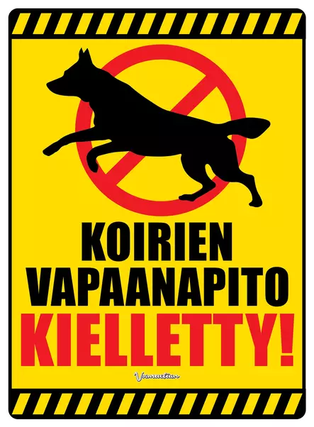 Kyltti Varoitus! Koirien vapaanapito kielletty! - Varoitus- ja huomiokyltit - 053445 - 2