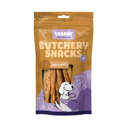 Lammas Spaghetti 85g Butchery Snacks Braaaf - Koiran herkut ja makupalat - 054405 - 1