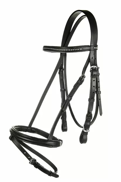 Nahkasuitset Economic ohjilla musta HKM-sports - Ratsuhevosen suitset ja turpahihnat - 055205 - 1