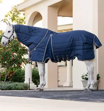 Talliloimi Rambo Optimo Stable Plus 200g irrotettavalla kaulakappaleella navy-thunderstorm grey & silver Horseware - Hevosen toppatalliloimet - 055405 - 1