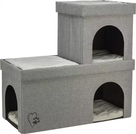Talopesä rivi- ja kerrostalo Kimy 1,5krs 76x72x37cm harmaa Trixie - Kissan pesä-, iglu- ja riippupedit - 055595 - 2