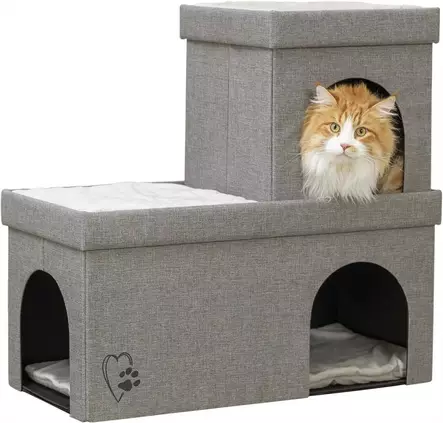Talopesä rivi- ja kerrostalo Kimy 1,5krs 76x72x37cm harmaa Trixie - Kissan pesä-, iglu- ja riippupedit - 055595 - 1
