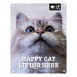 Metallitaulu Happy cat living here 20x25cm D&D - Varoitus- ja huomiokyltit - 038255 - 1