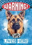 Metallikyltti "Warning! German Shepherd lives here" 21x14,8cm Flamingo - Varoitus- ja huomiokyltit - 059345 - 1