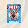 Metallikyltti "Warning! German Shepherd lives here" 21x14,8cm Flamingo - Varoitus- ja huomiokyltit - 059345 - 2