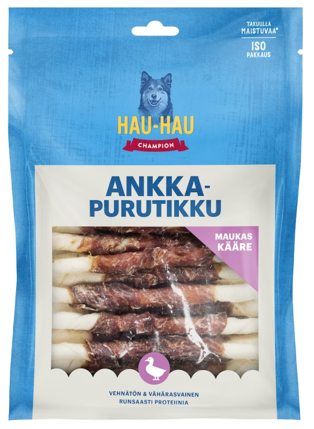 Ankkapurutikku 13cm 45kpl 400g Hau Hau Champion - Koirien puruluut - 033575 - 2
