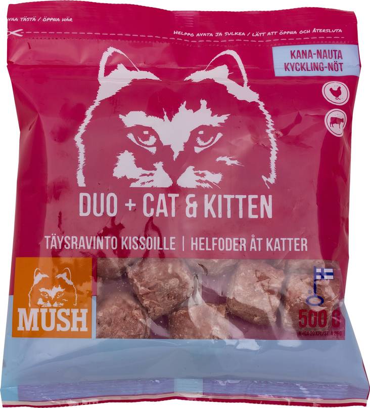 DUO+ CAT & KITTEN 500g pullat MUSH - Kissan pakaste täysravinnot - 017715 - 1