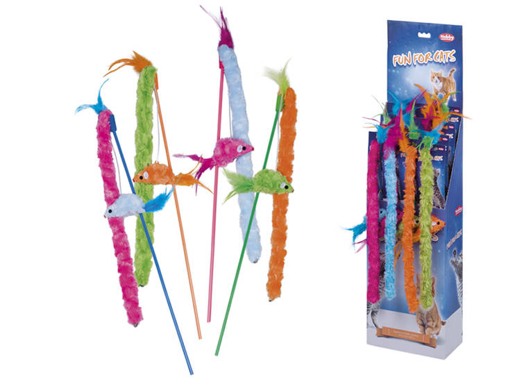 Kissanleikitin karvaboa+hiiri 45cm Nobby - Kissan huiskat ja onkilelut - 017375 - 1