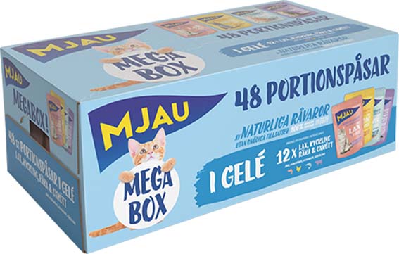 MegaBox 48x85g pss hyytelölajitelma MJAU - Aikuisten kissojen säilykkeet - 026815 - 1