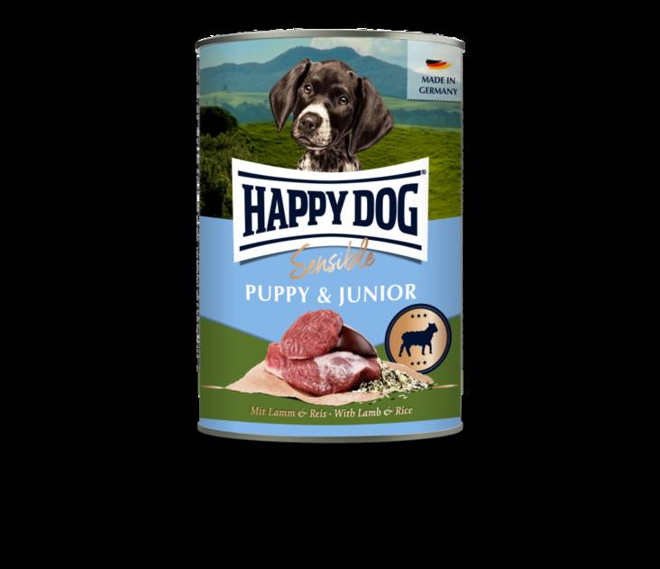 Puppy & Junior 400g lammas - riisi Sensible Happy Dog - Säilykeet pennuille ja kasvatukseen - 037385 - 2