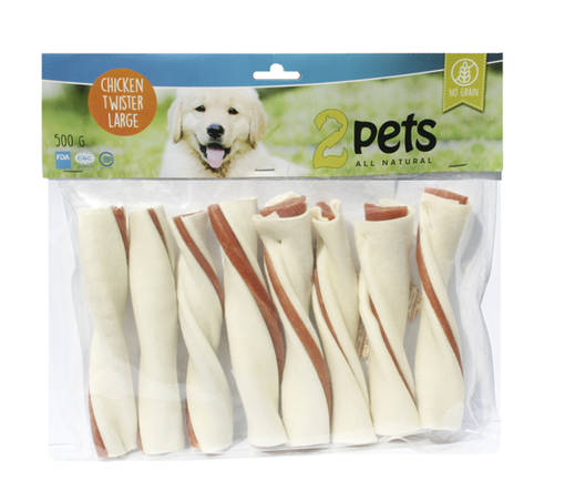 PuruTwister L 500g 7kpl kana 2Pets - Koirien puruluut - 022335 - 1