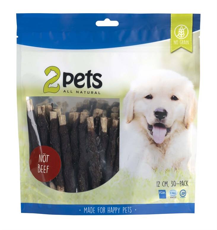 Rouhetikku Nauta 12cm 30kpl 400g 2Pets - Koiran herkut ja makupalat - 029475 - 1