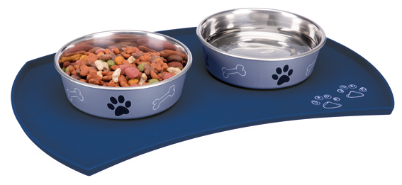 Ruokailualusta silikonia 48x27cm sininen - Koiran ruokinta-alustat - 009825 - 1