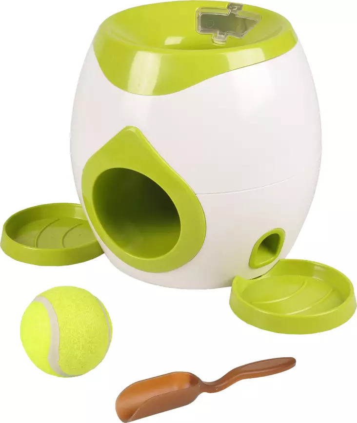 Aktivointilelu Interactive Fetch & Treat Toy + tennispallo 18cm lime-valkoinen Flamingo - Koiran pallot ja heittolelut - 055475 - 1