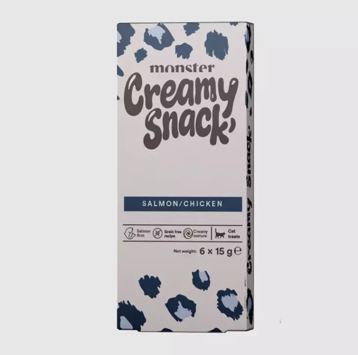 Creamy Snack Salmon / Chicken (Lohi Kana) 6x15g monster cat - Kissan herkut ja makupalat - 059415 - 1