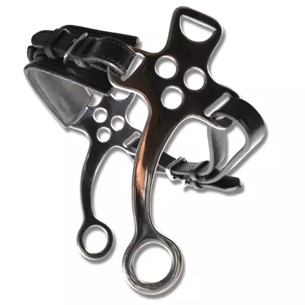 Hackamore lyhyet varret musta nahka / teräs Hansbo Sport - Kuolaimettomat kuolaimet hevoselle - 005135 - 1