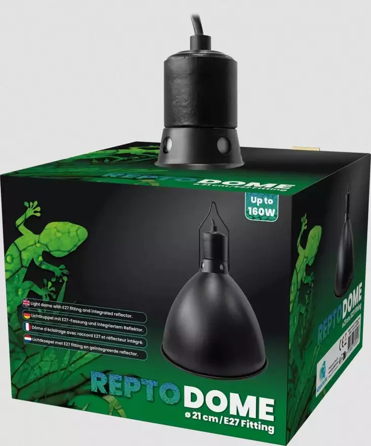 Heijastava valaisin 21cm E27 musta Repto Dome - Terraarion tarvikkeet ja kuivikkeet - 059995 - 1