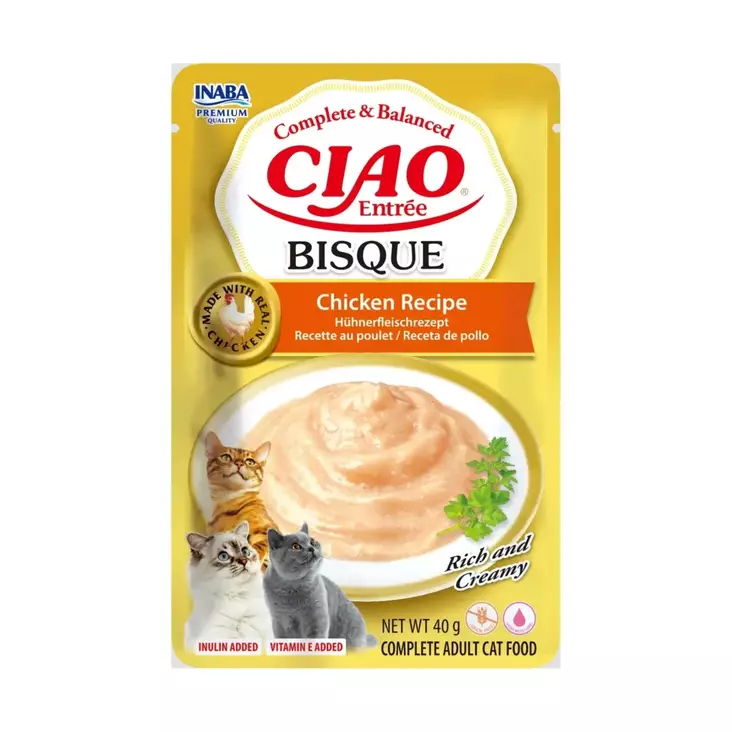 Kanasose Bisque Ciao Entree 12x40g Churu - Aikuisten kissojen säilykkeet - 058035 - 1