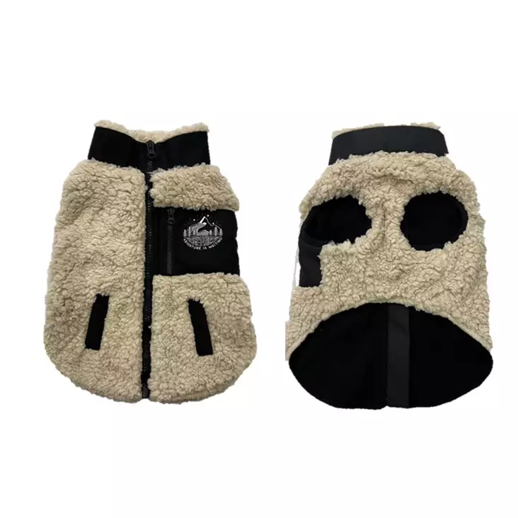 Koiran karvatakki Sherpa fleecevuorella musta-valkoinen Duvo+ - Koiran manttelit - 054915 - 1