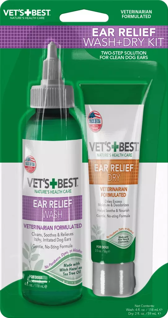 Korvanpuhdistussetti Ear Relief wash + dry set Vet's Best - Koiran korvat ja silmät - 057545 - 1