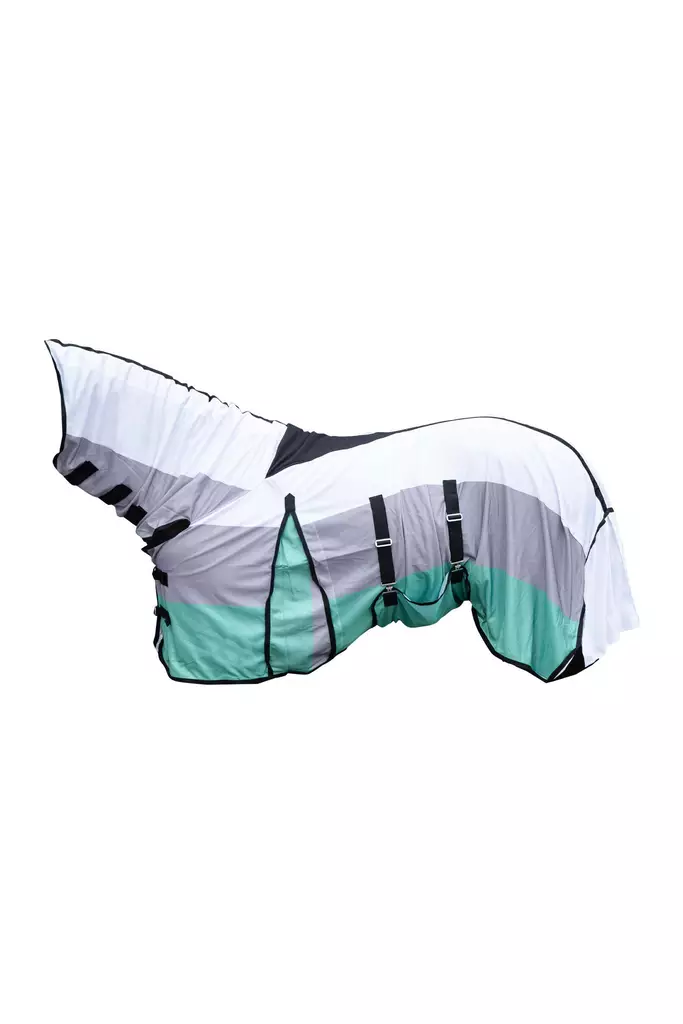 Hyönteisloimi Strong kiinteällä kaulakappaleella sini-valko-vihreä HKM-sports - Hevosen hyönteis- ja UV-loimet - 056905 - 1