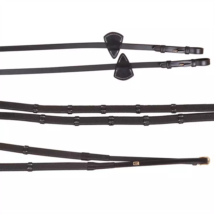 Kumiohjat stoppareilla messinkisoljet musta Equality Line - Ratsuhevosen ohjat ja apuohjat - 048415 - 1