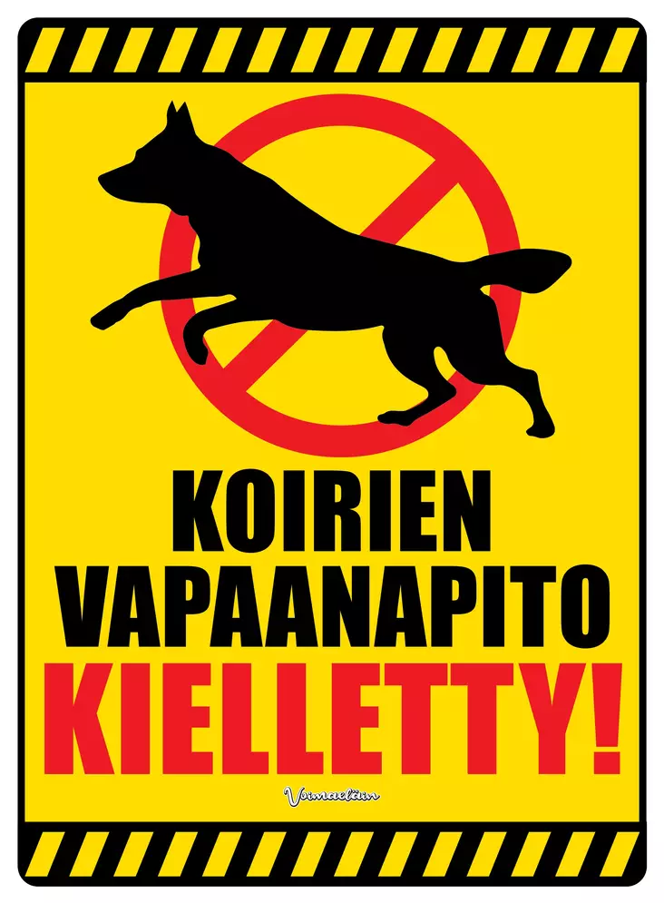 Kyltti Varoitus! Koirien vapaanapito kielletty! - Varoitus- ja huomiokyltit - 053445 - 2